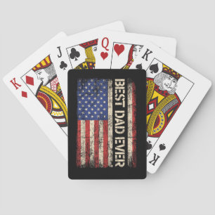 Best Dad Ever US American Flag Gifts for Father's Poker Cards