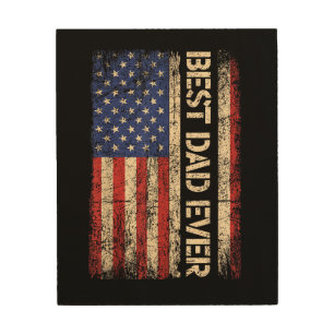 Best Dad Ever US American Flag Gifts for Father's Wood Wall Art