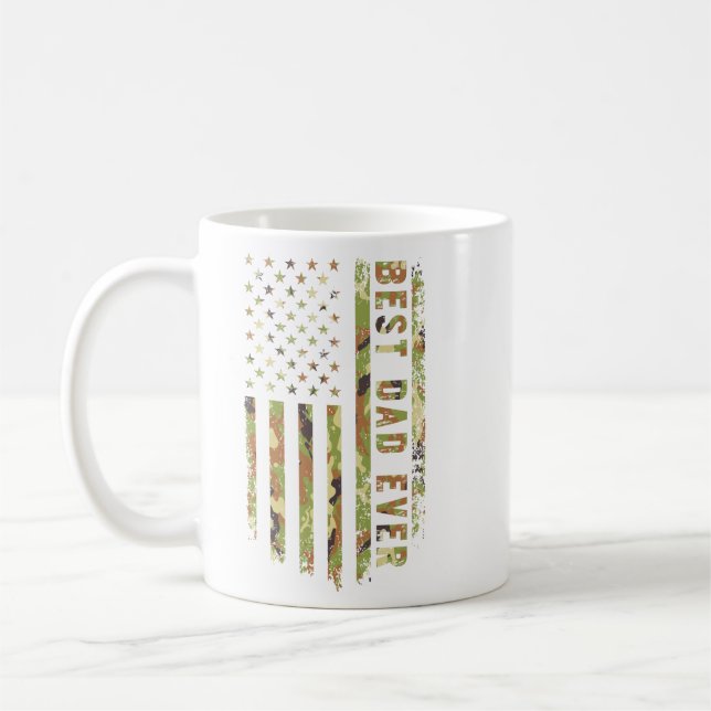 Best Dad Ever US Patriot Camouflage American Flag Coffee Mug (Left)