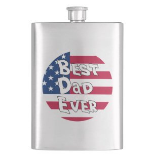 Best Dad Ever USA Flag Flask