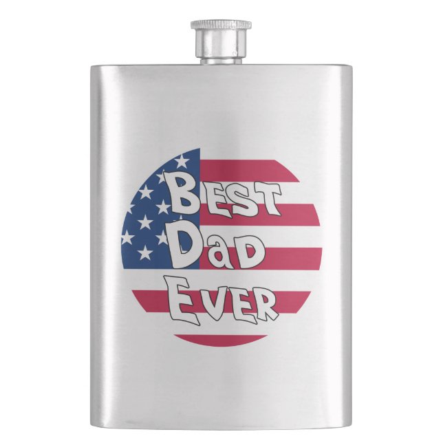 Best Dad Ever USA Flag Flask (Front)