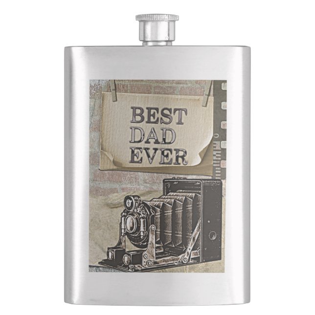 Best Dad Ever Vintage Camera Father's Day Antique Flask (Front)