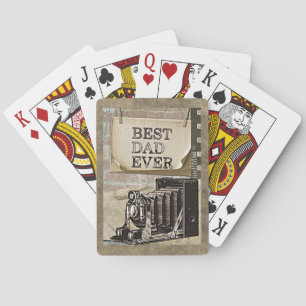 Best Dad Ever Vintage Camera Father's Day Antique Poker Cards