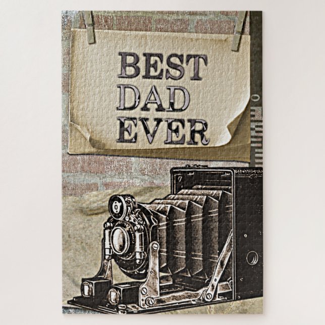 Best Dad Ever Vintage Camera Father's Day Biggest  Jigsaw Puzzle (Vertical)