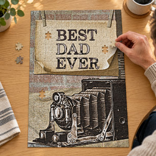 Best Dad Ever Vintage Camera Father's Day Biggest Jigsaw Puzzle