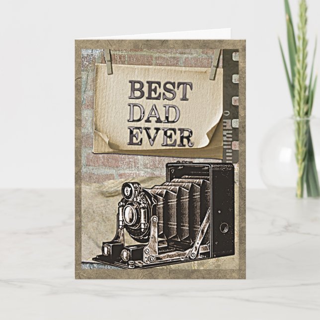 Best Dad Ever Vintage Camera Father's Day Card (Front)