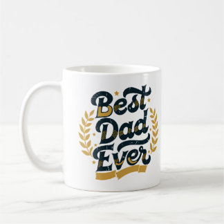 Best Dad Ever Vintage Gold Navy Typography Coffee Mug