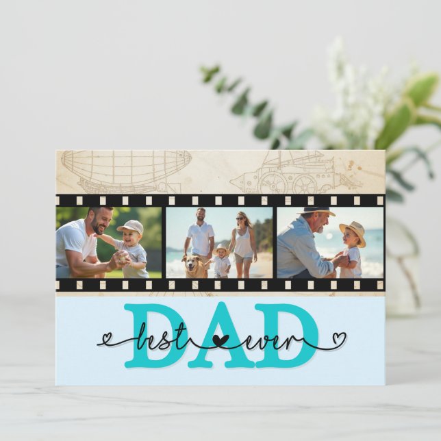 Best Dad Ever Vintage Photo Camera Film Card (Standing Front)