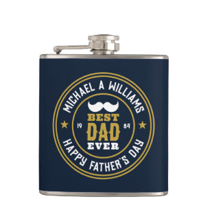 Best Dad Ever Vintage Retro Badge Father's Day Flask