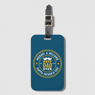 Best Dad Ever Vintage Retro Badge Father's Day Luggage Tag