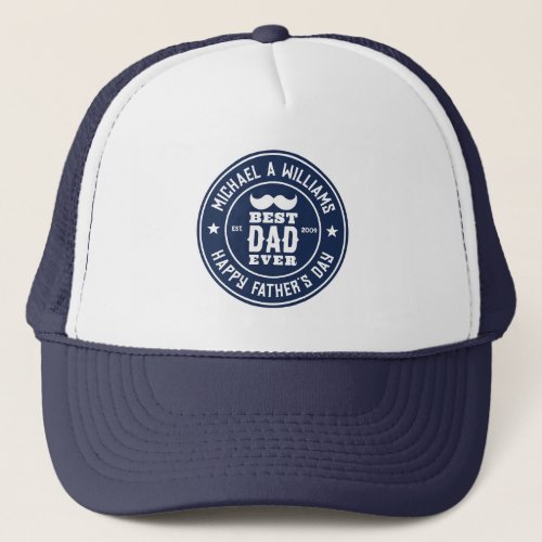 Best Dad Ever Vintage Retro Badge Fathers Day Trucker Hat
