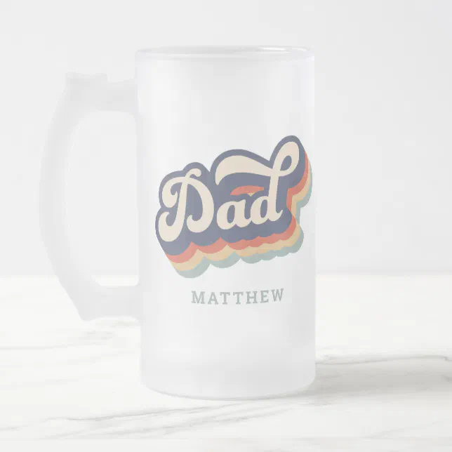 Dad Script Mug Best Dad Ever Vintage Seventies Script Beer Mug | Zazzle