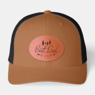 Best Dad Ever Vintage Typography Trees Leather Patch Hat