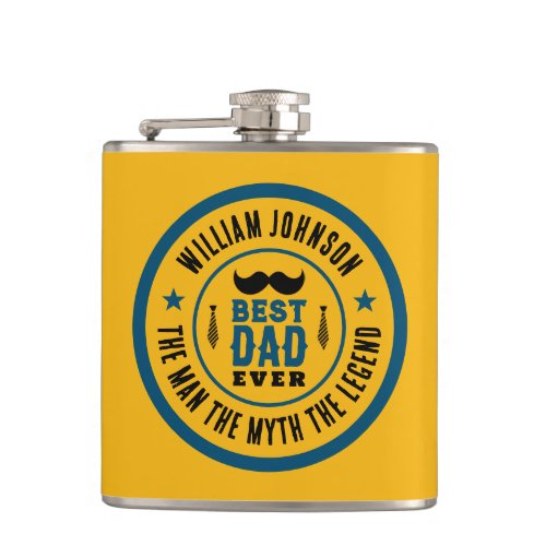 Best Dad Ever Vintage Western Country Fathers Day Flask