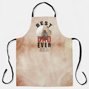 Best Dad Ever Watercolor Father`s Day Photo  Apron