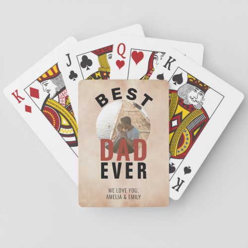 Best Dad Ever Watercolor Fathers Day Photo   Playing Cards