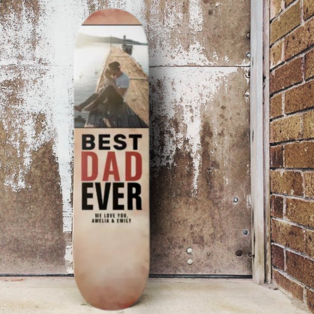 Best Dad Ever Watercolor Father`s Day Photo Skateboard (Creator Uploaded)
