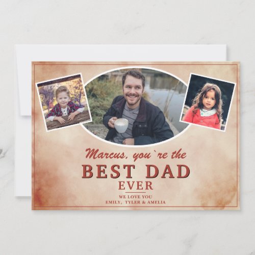 Best Dad Ever Watercolor Photo Fathers Day Holiday Card