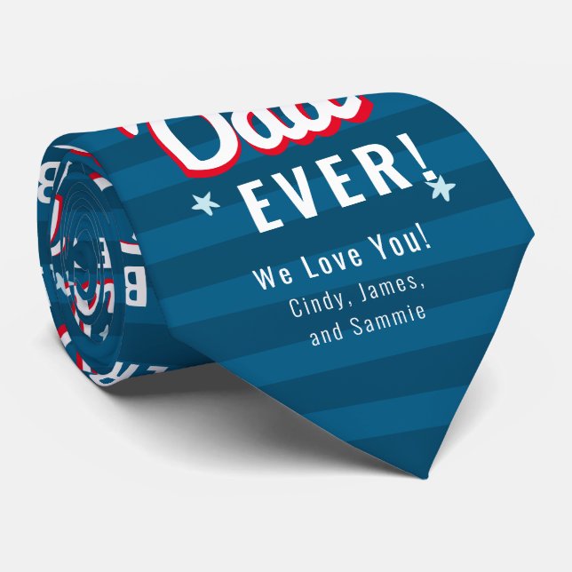 Best Dad Ever We Love You Custom Names Neck Tie (Rolled)