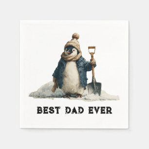 Best Dad Ever Winter Penguin Design Napkins