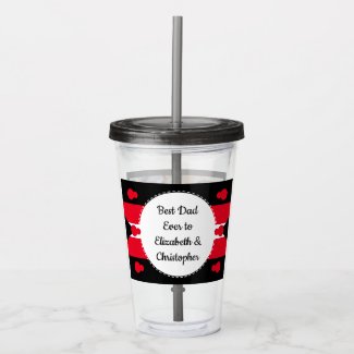 Best dad ever with names photos black red acrylic tumbler