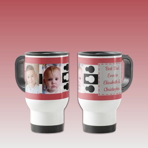 Best Dad ever with photos names red grey Travel Mug