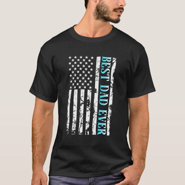 Best Dad Ever With Us American Flag Cute Father'S  T-Shirt (Front)