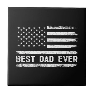 Best Dad Ever with US American Flag Gifts Fathers  Ceramic Tile
