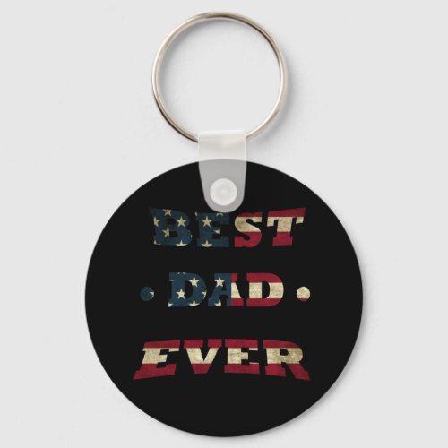 Best dad ever with us american flag keychain