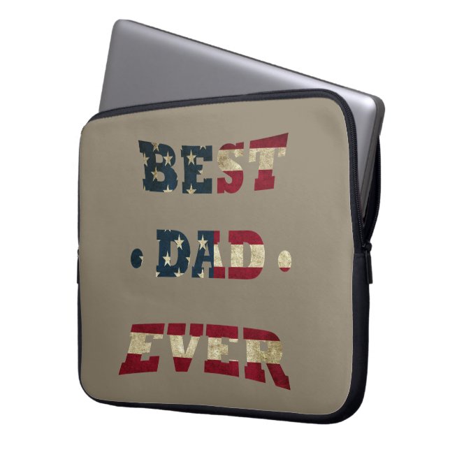 Best dad ever with us american flag laptop sleeve (Front Left)