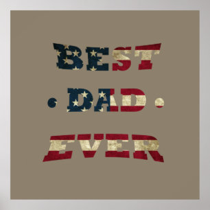 best dad ever with us american flag poster