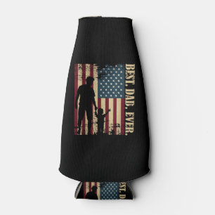 Best Dad Ever With Us American Flag Vintage For Fa Bottle Cooler