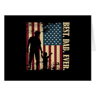 Best Dad Ever With Us American Flag Vintage For Fa Card
