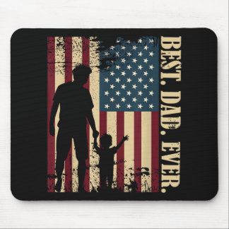 Best Dad Ever With Us American Flag Vintage For Fa Mouse Pad