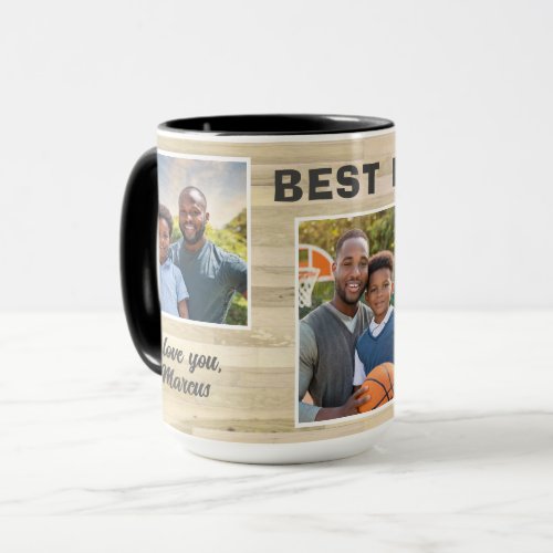Best Dad Ever Wood 3 Photo Collage Father Mug