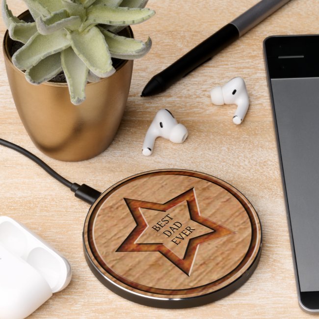 Best Dad Ever Wood Carved Star 