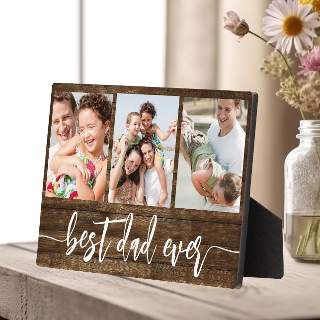 Best Dad Ever Wood Father's Day Photo Collage Plaque (Creator Uploaded)