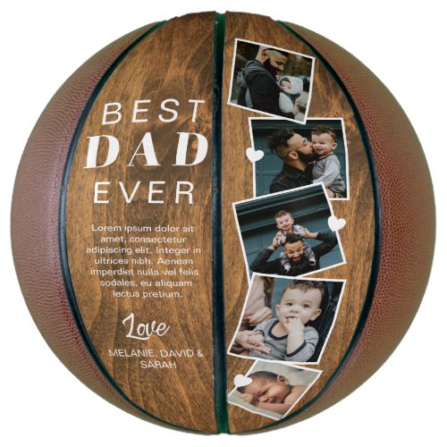 Best Dad Ever Woodgrain Fathers Day Photo Collage  Basketball