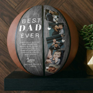 Best Dad Ever Woodgrain Fathers Day Photo Collage  Basketball