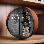 Best Dad Ever Woodgrain Fathers Day Photo Collage  Basketball<br><div class="desc">Give a beautiful personalized gift to your dad that he'll cherish forever. Special personalized family photo collage to display your special family photos and memories. Our design features a simple 5 photo design collage with "Best Dad Ever" designed in a beautiful text pairing. The background features a faux grey wood...</div>