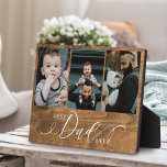 Best Dad Ever Woodgrain Fathers Day  Photo Collage Plaque<br><div class="desc">Send a beautiful personalized father's day gift to your dad that he'll cherish forever. Special personalized father's day family photo collage to display your special family photos and memories. Our design features a simple 3 photo design with "Best Dad Ever" designed in a beautiful handwritten White script style & serif...</div>