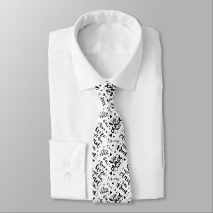 Best Dad Ever Word Art Black White Father's Day Neck Tie