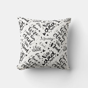 Best Dad Ever Word Art Black White Father's Day Throw Pillow