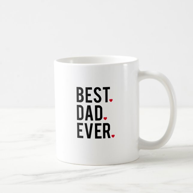 best dad ever, word art, text design, red hearts coffee mug (Right)