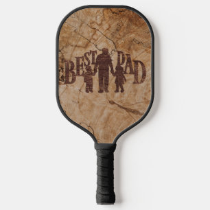 Best Dad - Family silhouettes - Wood imitation Carbon Fiber Pickleball Paddle