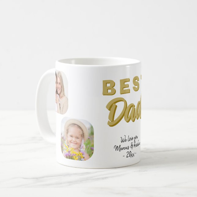 Best Dad Father 4 Family Photo Coffee Mug (Front Left)
