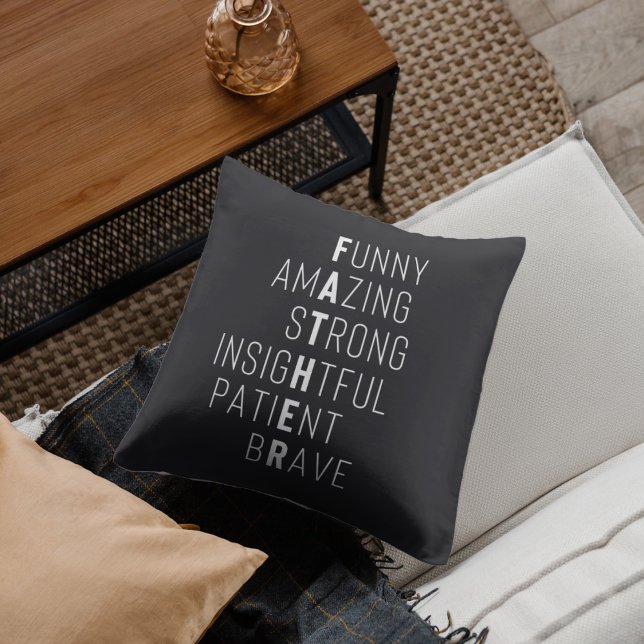 Best Dad Father Definition Modern Urban Black Throw Pillow (Creator Uploaded)