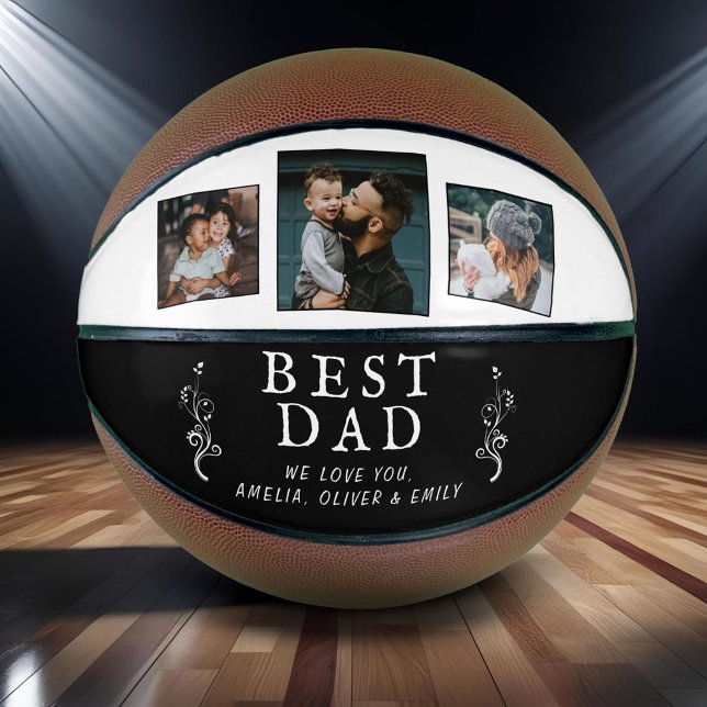 Best Dad Father Foliage 3 Custom Photo Collage Basketball (Creator Uploaded)