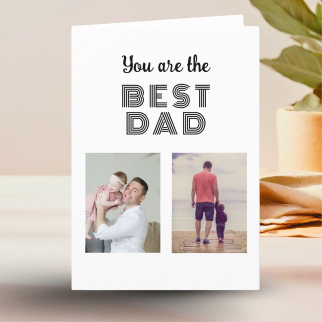 Best Dad Father`s Day 2 Photo Collage Holiday Card (Creator Uploaded)