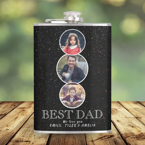 Best Dad Father`s Day 3 Oval Photo Collage Flask
